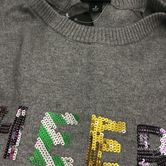 TORRID Cheers Festive Sequins Ragland Sweater Grey NWT Size 2 X - Picture 6 of 7